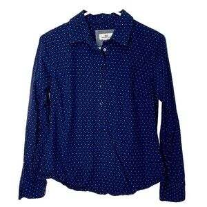 Vineyard Vines Women's Pullover Blouse Blue White Polka Dots Size 0